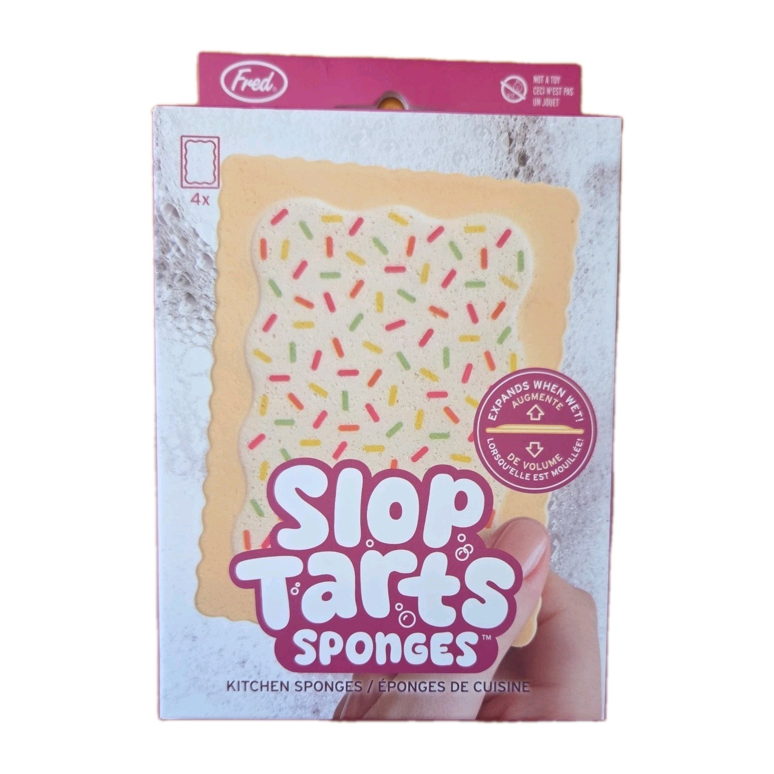 SLOP TARTS Novelty Kitchen Sponges by Fred Set of 4 Compressed Pop Tart Fun!