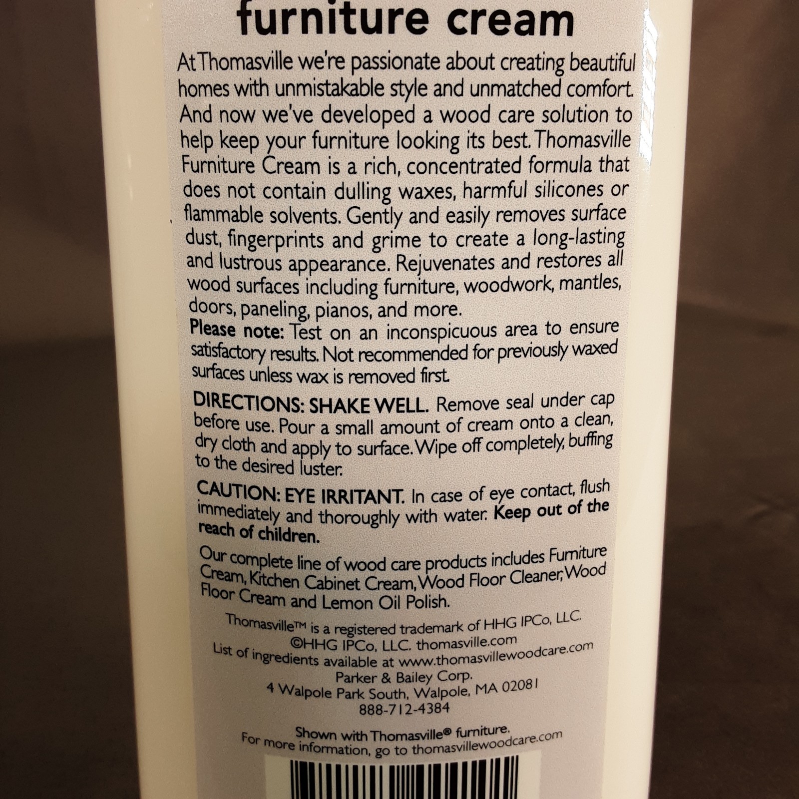 NEW Thomasville Furniture Cream Wood Polish Cleaner 12oz Cleans Protects No Wax