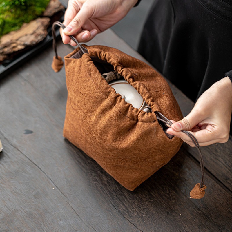 18cm Thickened Portable Travel Storage Pouch Teaset Storage Bag Shockproof Pouch