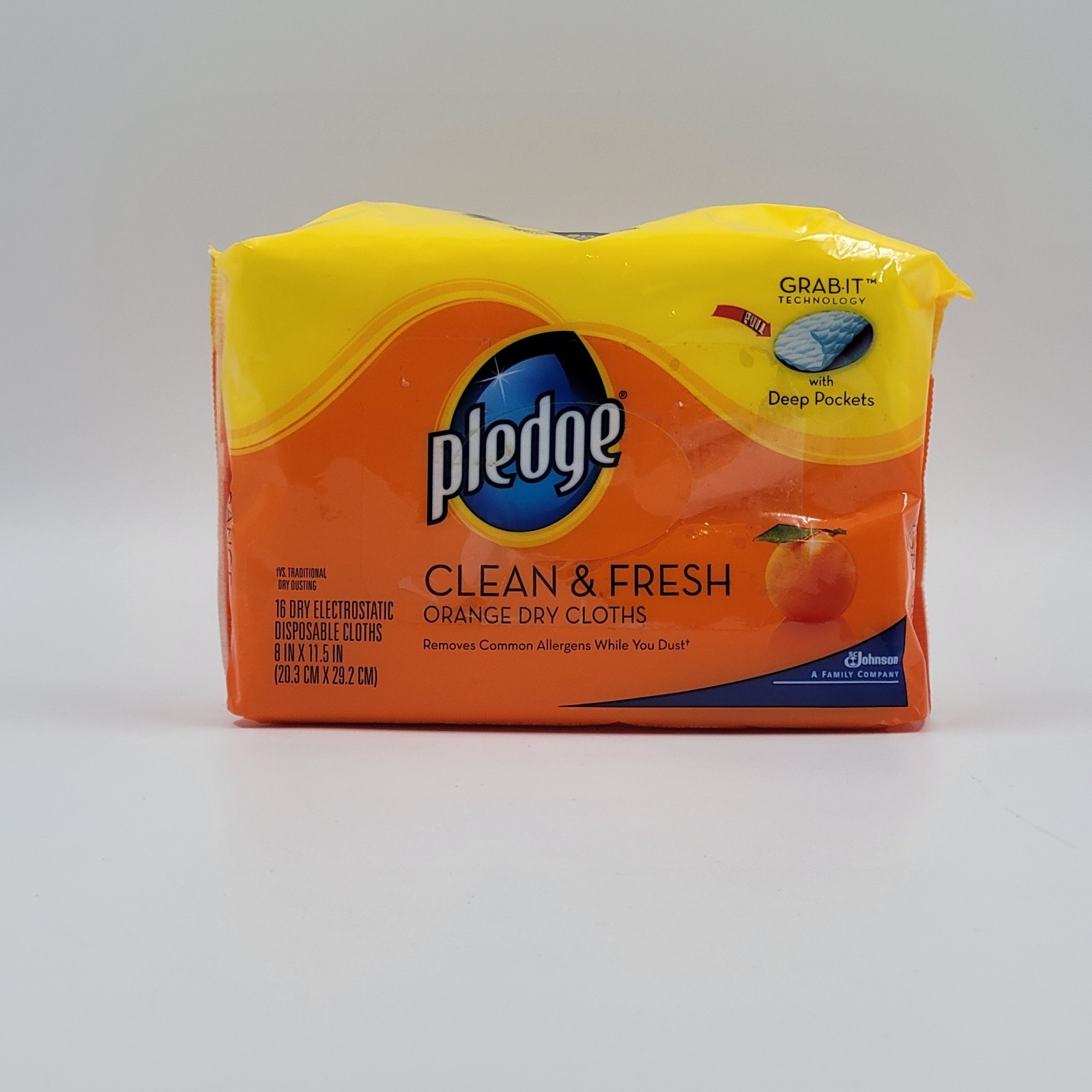 Pledge Grab It Dry Cloths Orange 16 Dry 8 in x 11.5 in Disposable Cloths