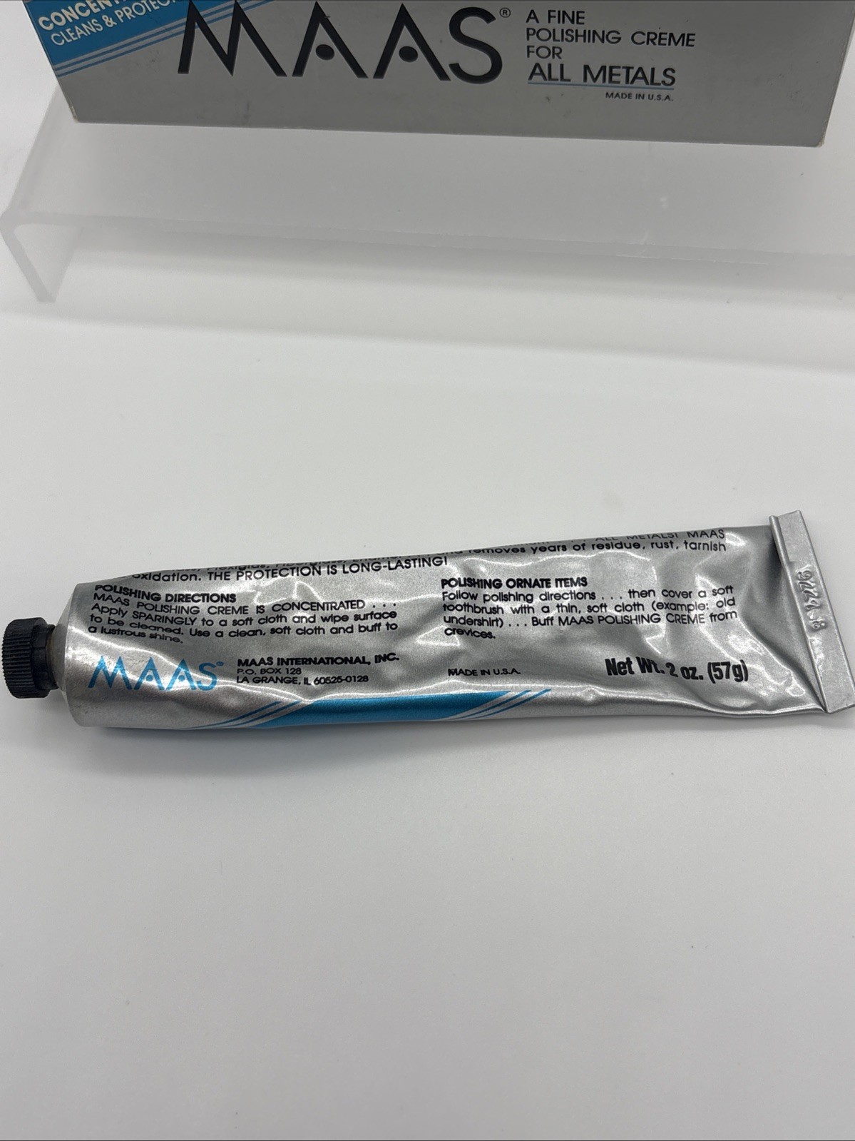 MAAS All Metals Polish Cream 2 Oz Tube 94% Full With Box