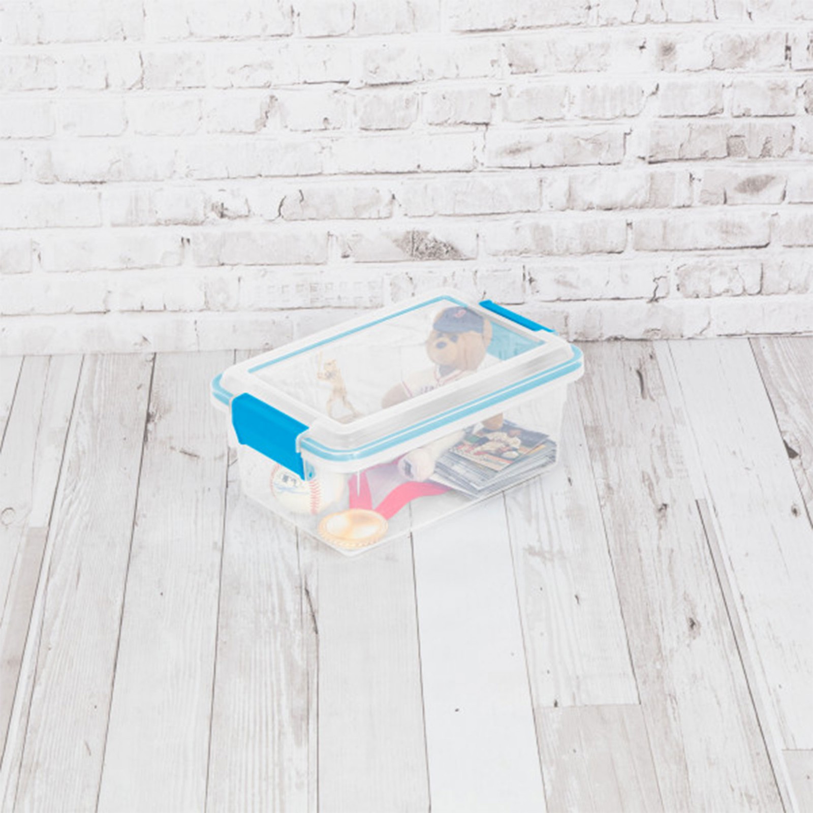 Sterilite 7.5 Quart Gasket Box, Stackable Storage Bin with Latching Lid, 6 Pack