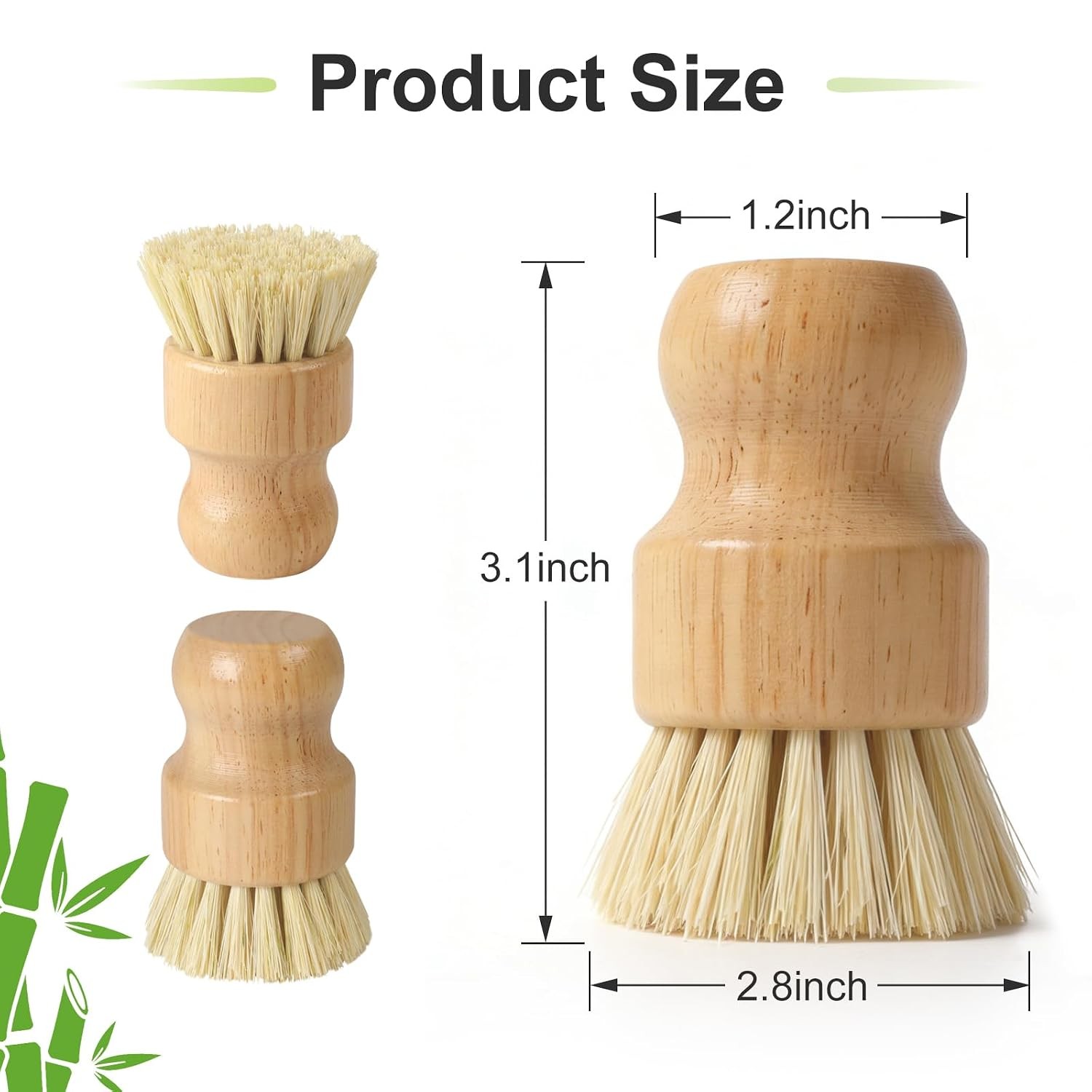 Bamboo Dish Brush, Natural Scrub Brush, 4 Pack Set | Wooden Dish Scrubber | Eco-