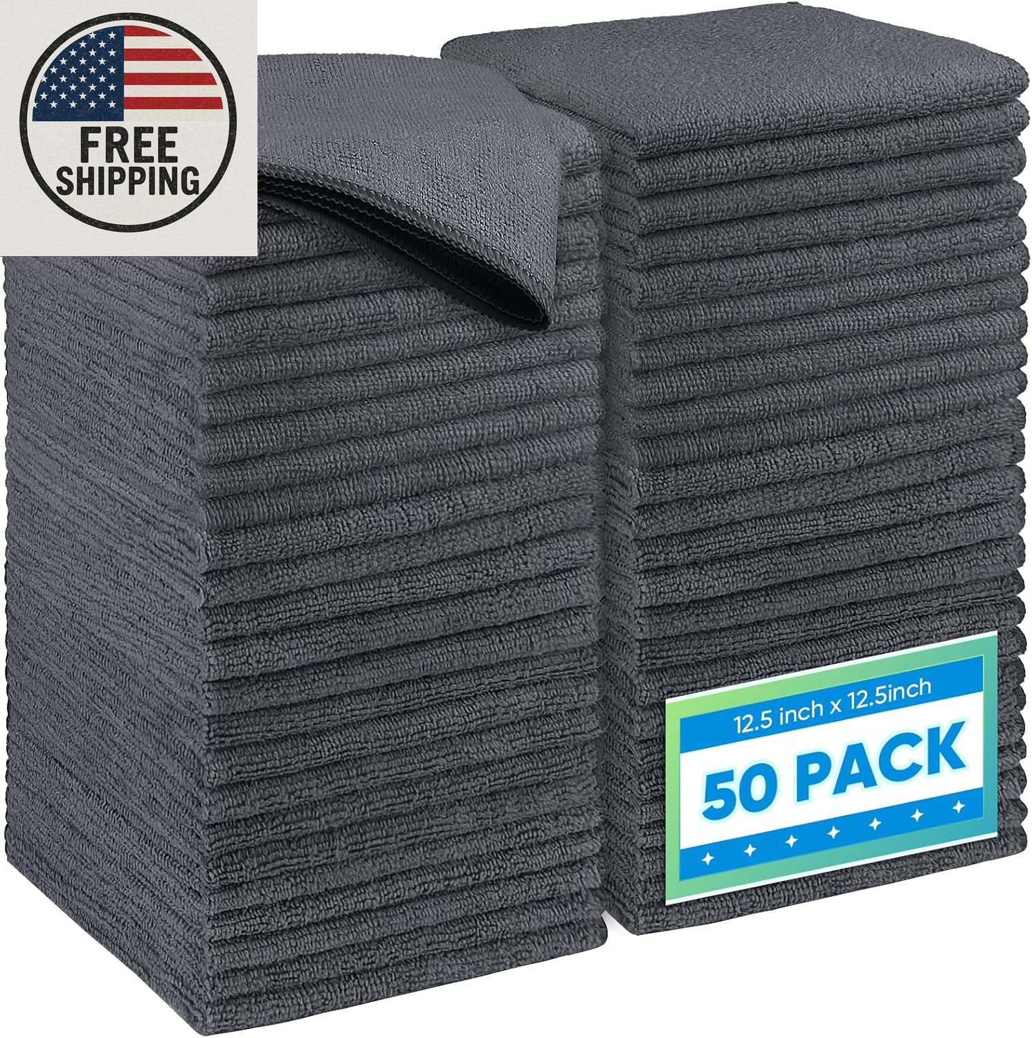 Microfiber Cleaning Cloth 12 Pack, 12.5 X 12.5 Inch Microfiber Towels for Cars,
