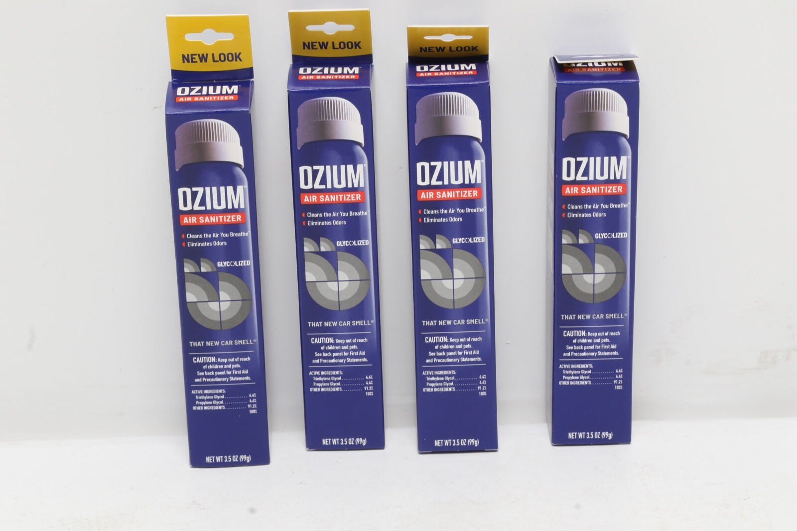 LOT OF 4 OZIUM AIR SANITIZER 3.5OZ NEW CAR SMELL