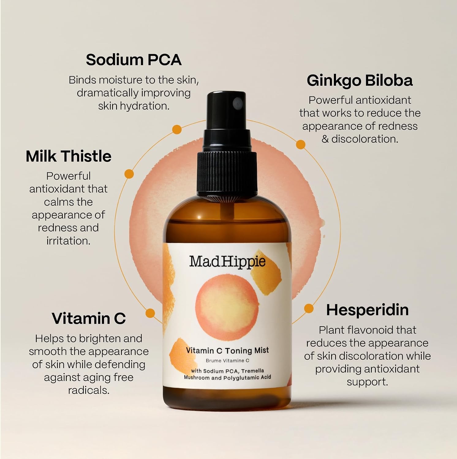 Mad Hippie Vitamin C Toning Mist – Skin-Brightening Toner for Face, Vitamin C Fa