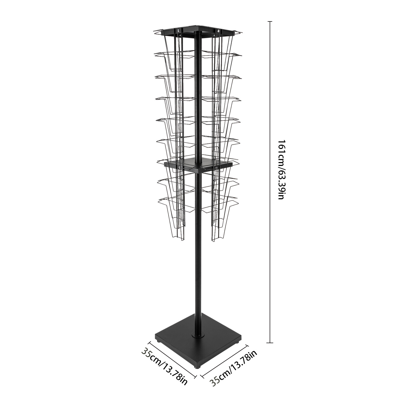 Modern Rotating Brochure Display Stand Detachable Magazine Rack With 36 Pockets