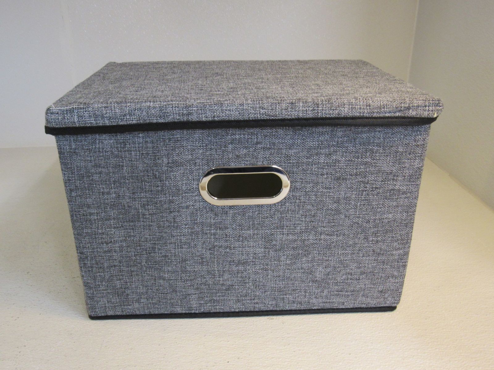 Designer Collapsible Storage Bin with Lid Gray/Black Lightweight and Durable