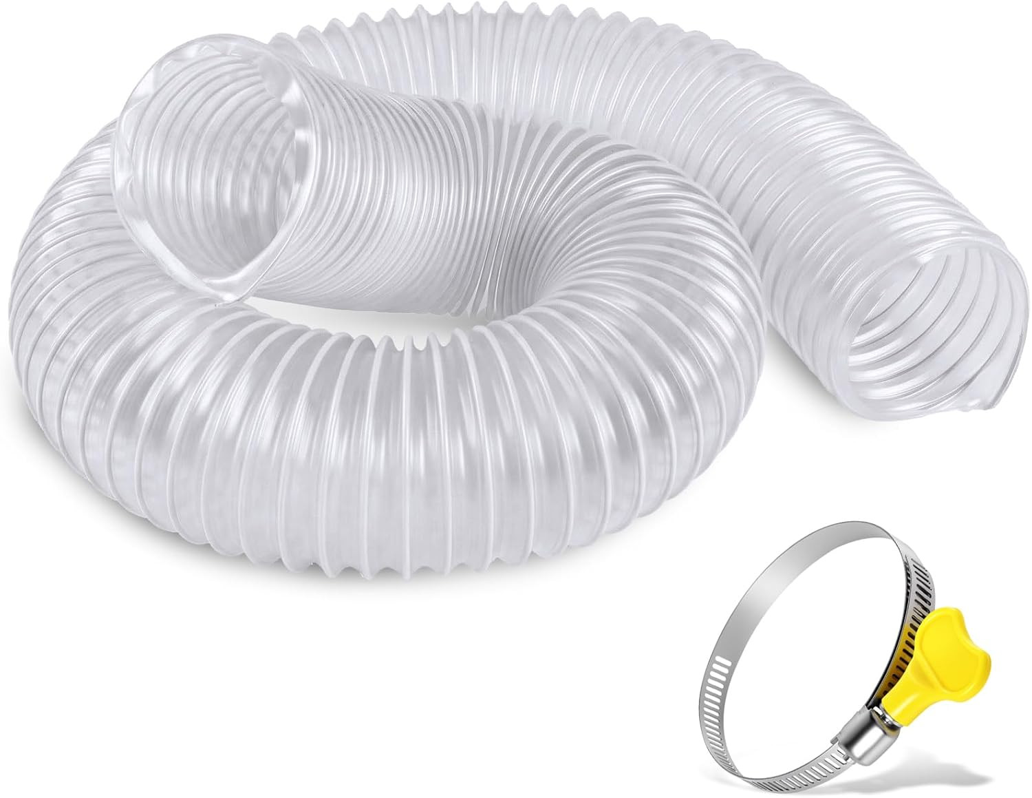 PVC Dust Collection Hose 2.3″×3.9ft Clear Workshop Fume Hose w/ Clamp