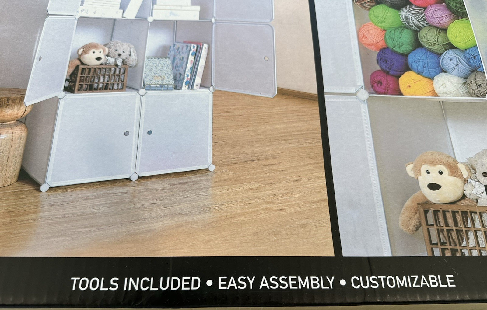 Cube Storage Organizer 6-Cube Shelves Unit with Doors DIY Stackable Plastic Whit