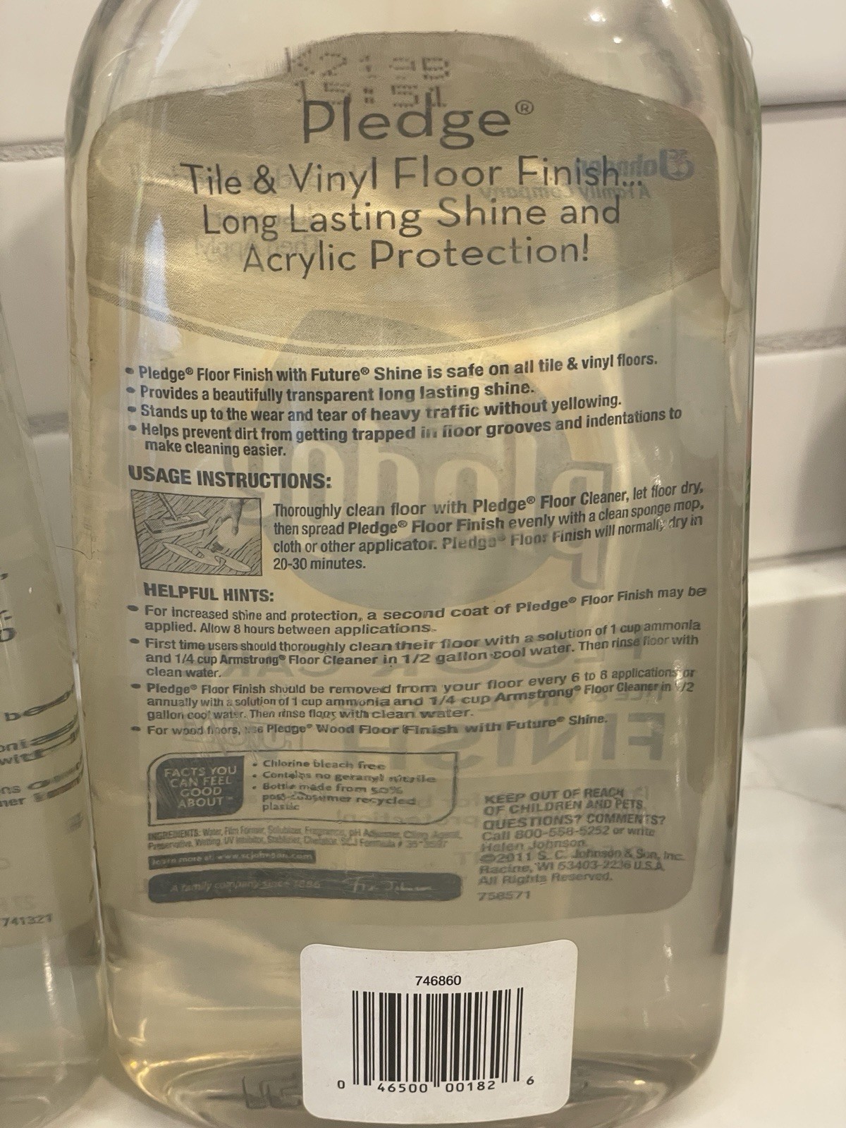 Pledge Floor Care Future Shine Tile Vinyl Floor Finish 27 fl oz Lot of 3 New