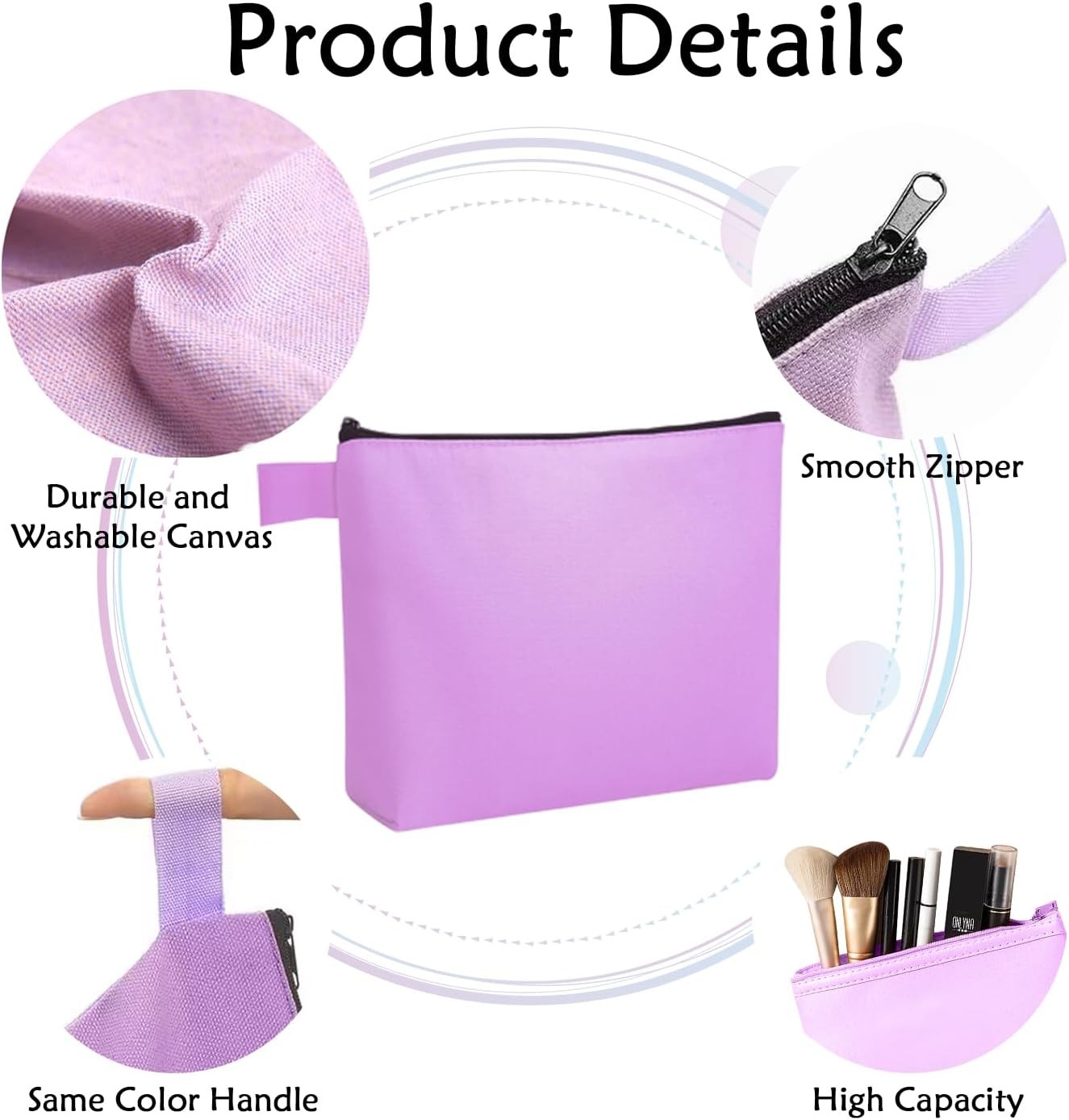60 Pcs Canvas Makeup Bags Bulk Multi-Purpose 9.8 x 5 x 2 Inch, Multicolor
