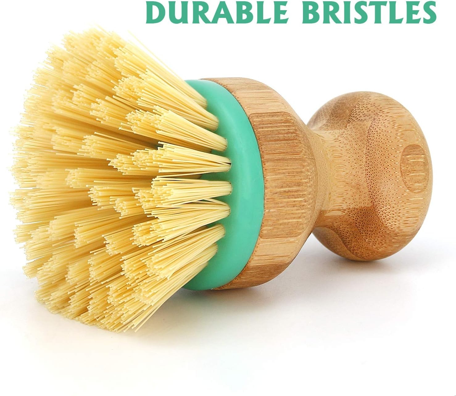 Set of 3 Bamboo Dish Scrub Brushes Wooden Handle Stiff Bristles Scrubbers for