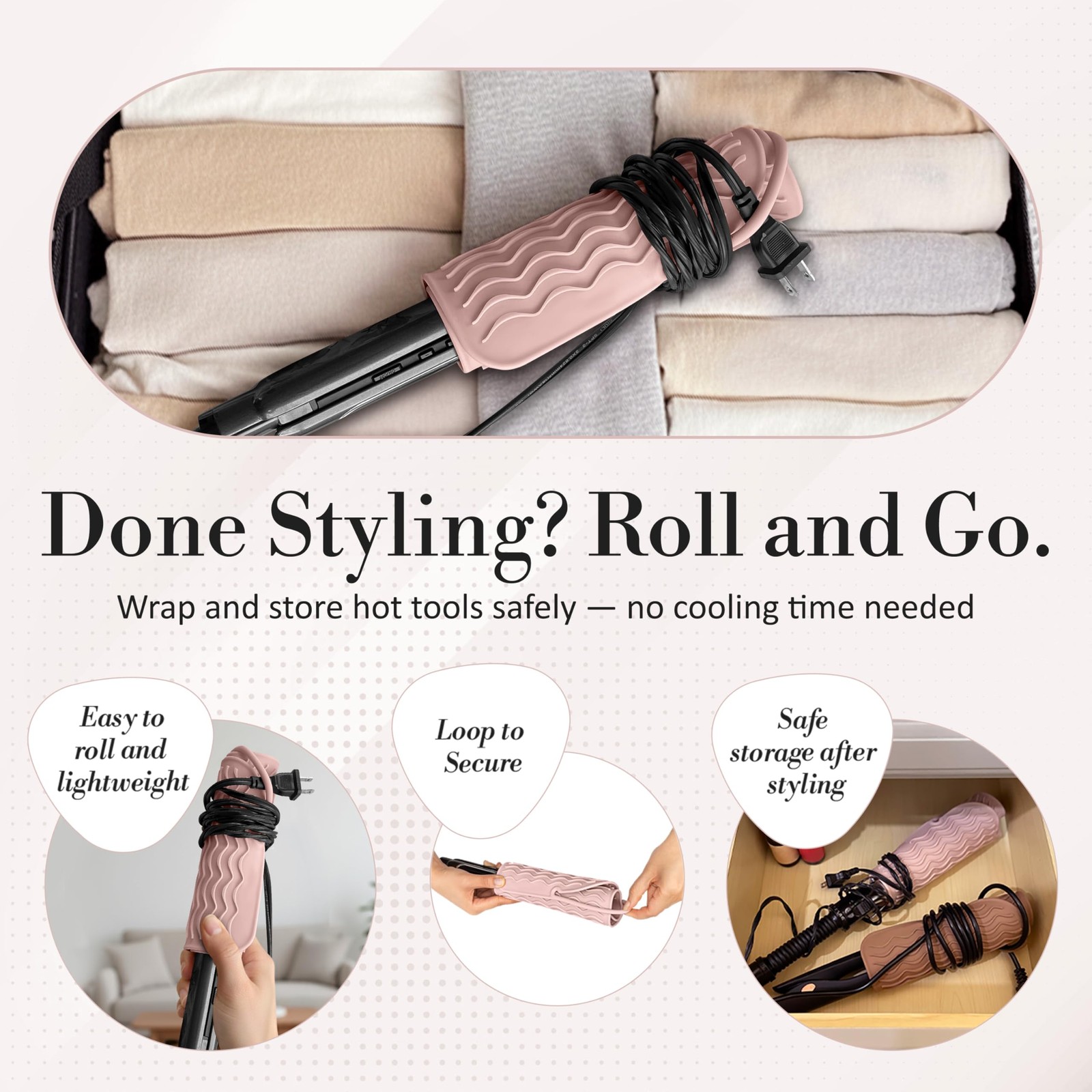 Large Heat Resistant Vanity Mat for Hair Tools – Rose