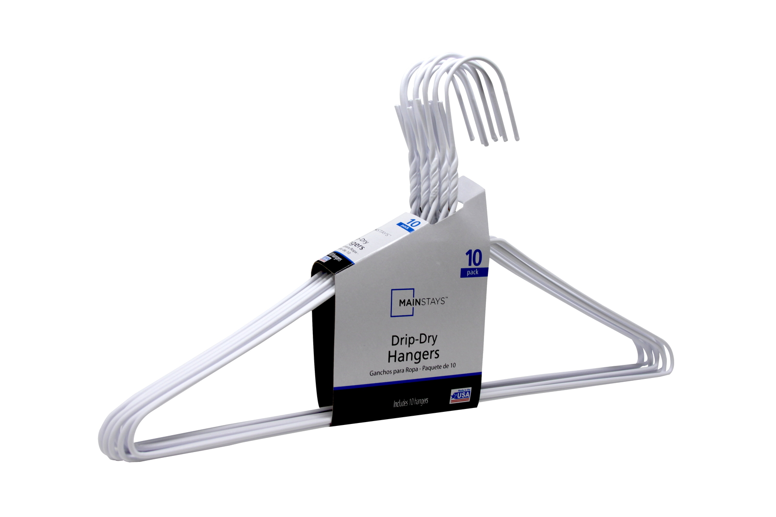 (6 pack) Drip Dry Wire Clothing Hangers, 10 Pack, Adult, White, Plastic Coated