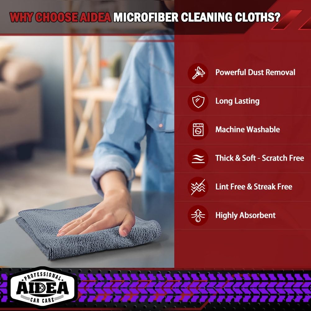 Premium Microfiber Cleaning Cloth Grey 20PK, Micro Fiber Cloths, Dusting Cloths