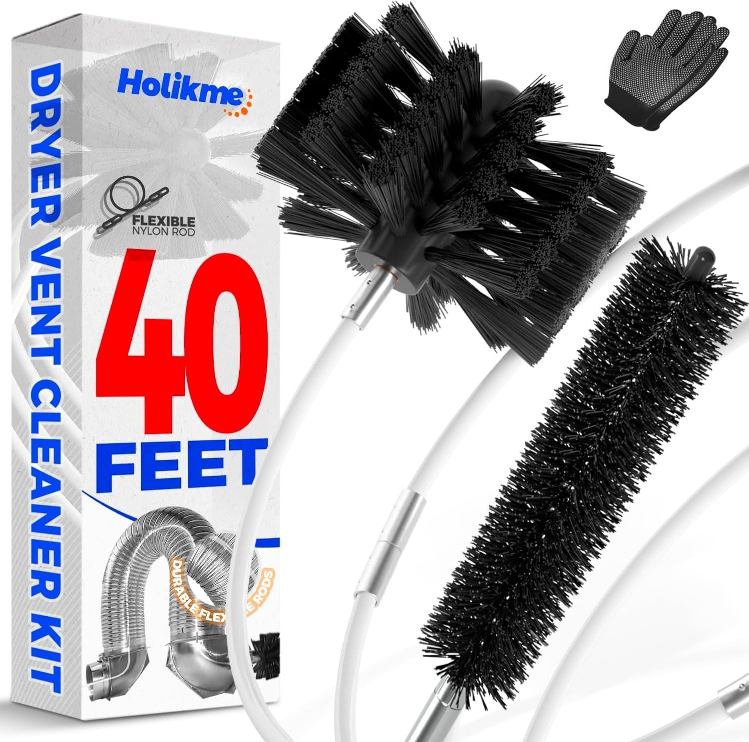 Dryer Vent Cleaner Kit – 40Ft Flexible Lint Brush for Deep Cleaning | Dryer V…