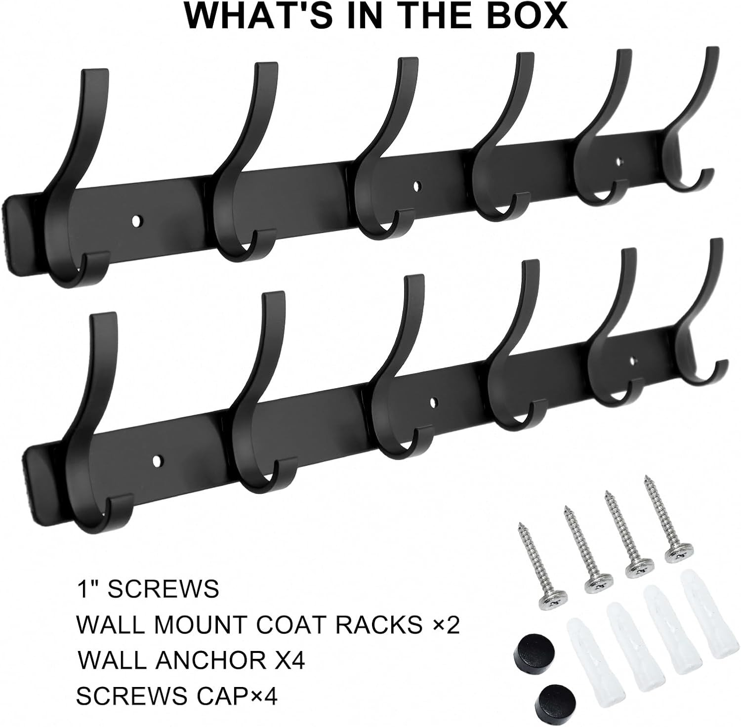 Coat Rack Wall Mounted,6 Coat Hooks for Hanging Coats,Metal Double Hook Rack Hoo