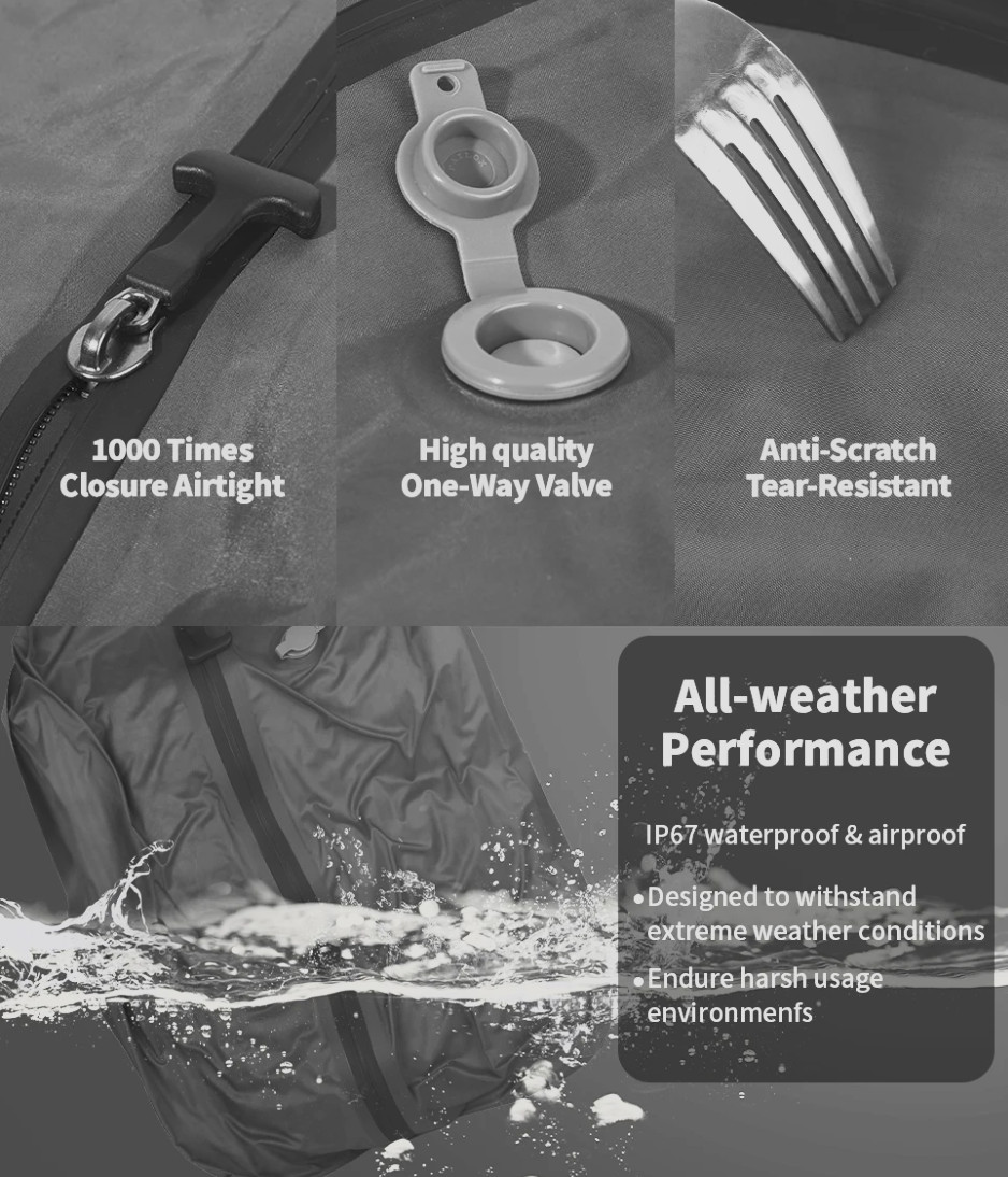 Vacuum Compression Travel Bag with Electric Air Pump Waterproof Storage Bag