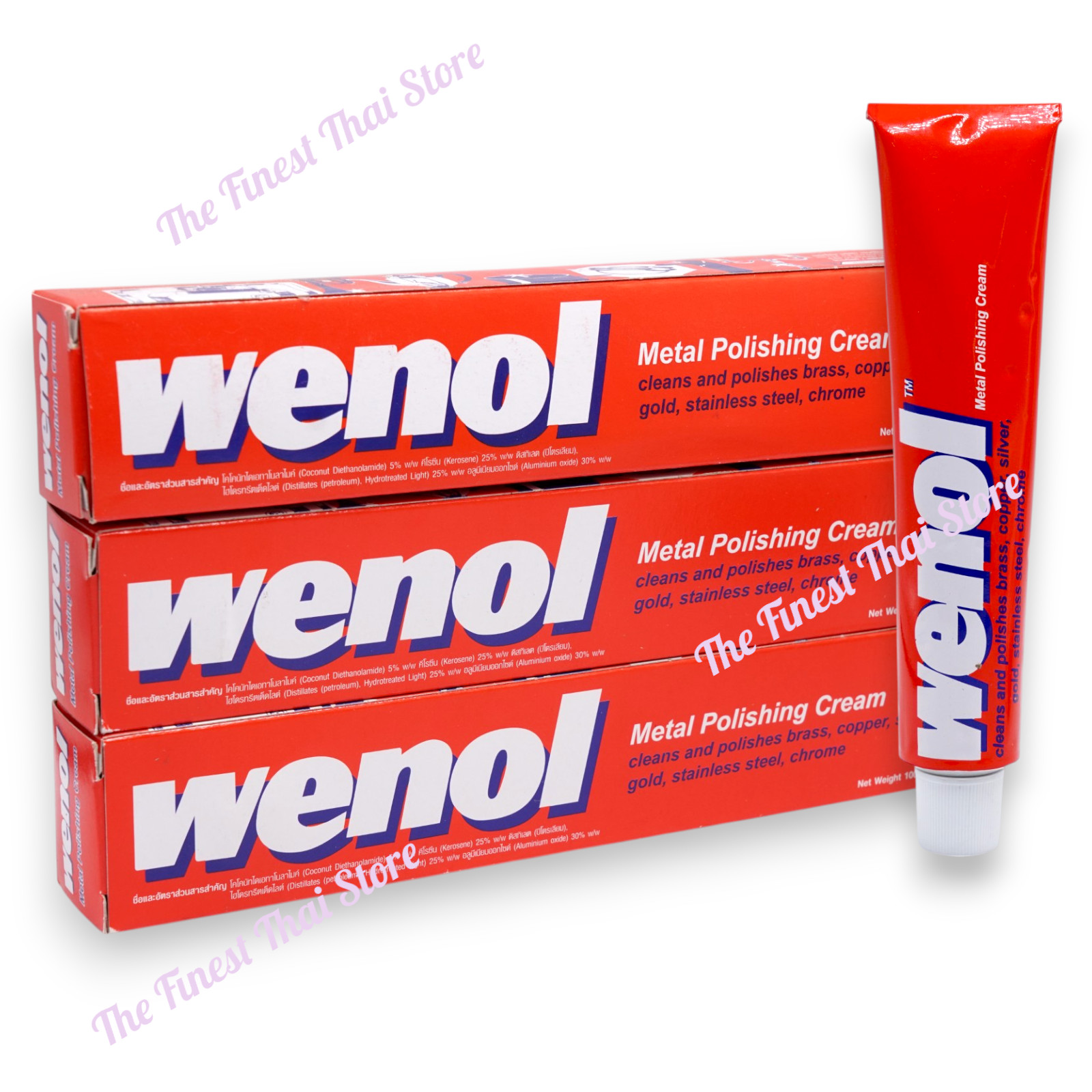 Wenol Metal Polishing Cream Cleaner For Brass Copper Stainless Steel 100g x 3