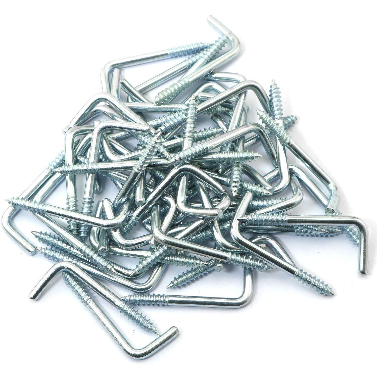 40PCS 1.3″x0.5″ Carbon Steel Self-Tapping Screw Hooks L Shape Right Angle