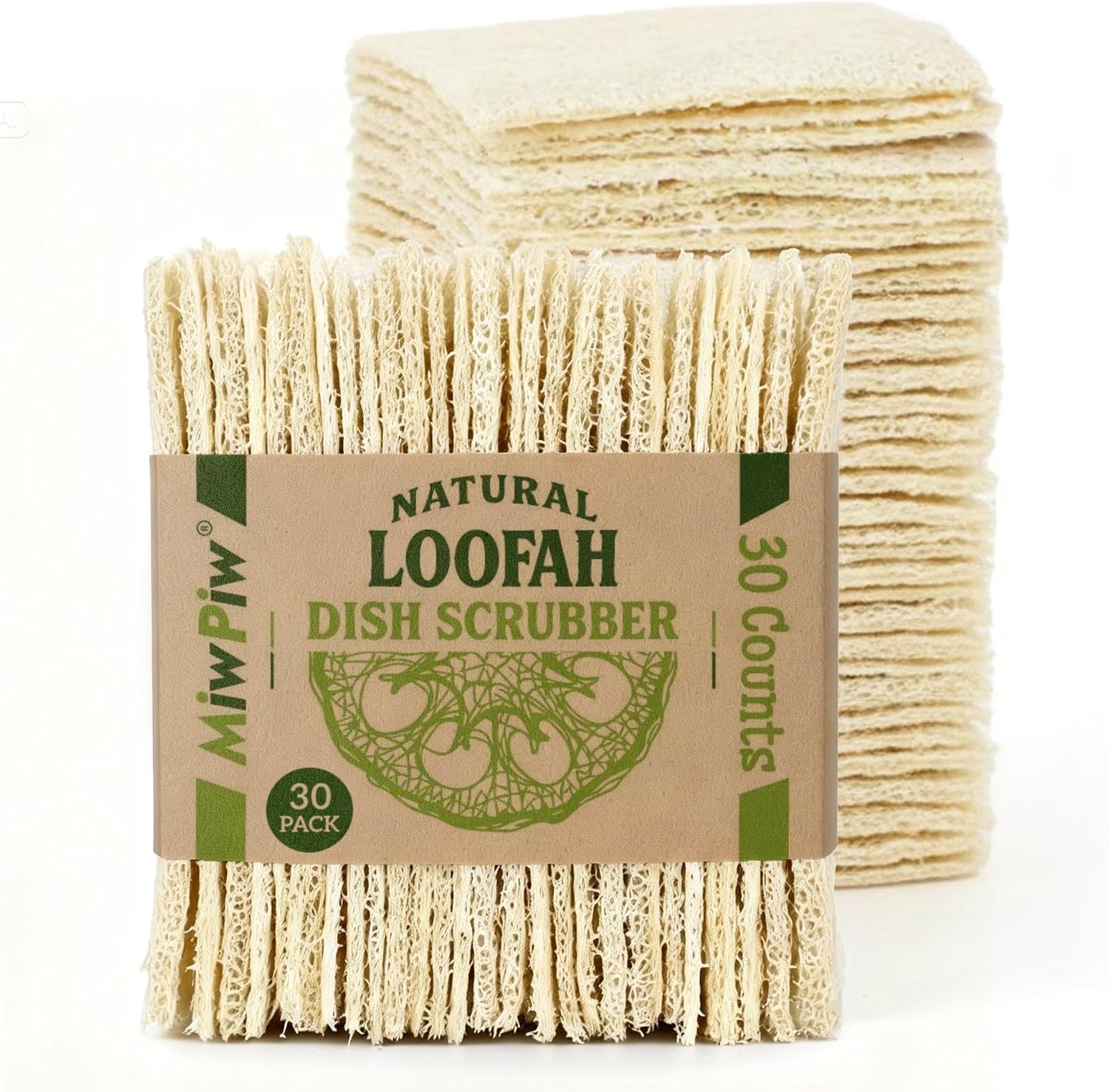 Natural Loofah Dish Sponge Pack 30 Multipurpose Dish Sponges – 100% Biodegrad…