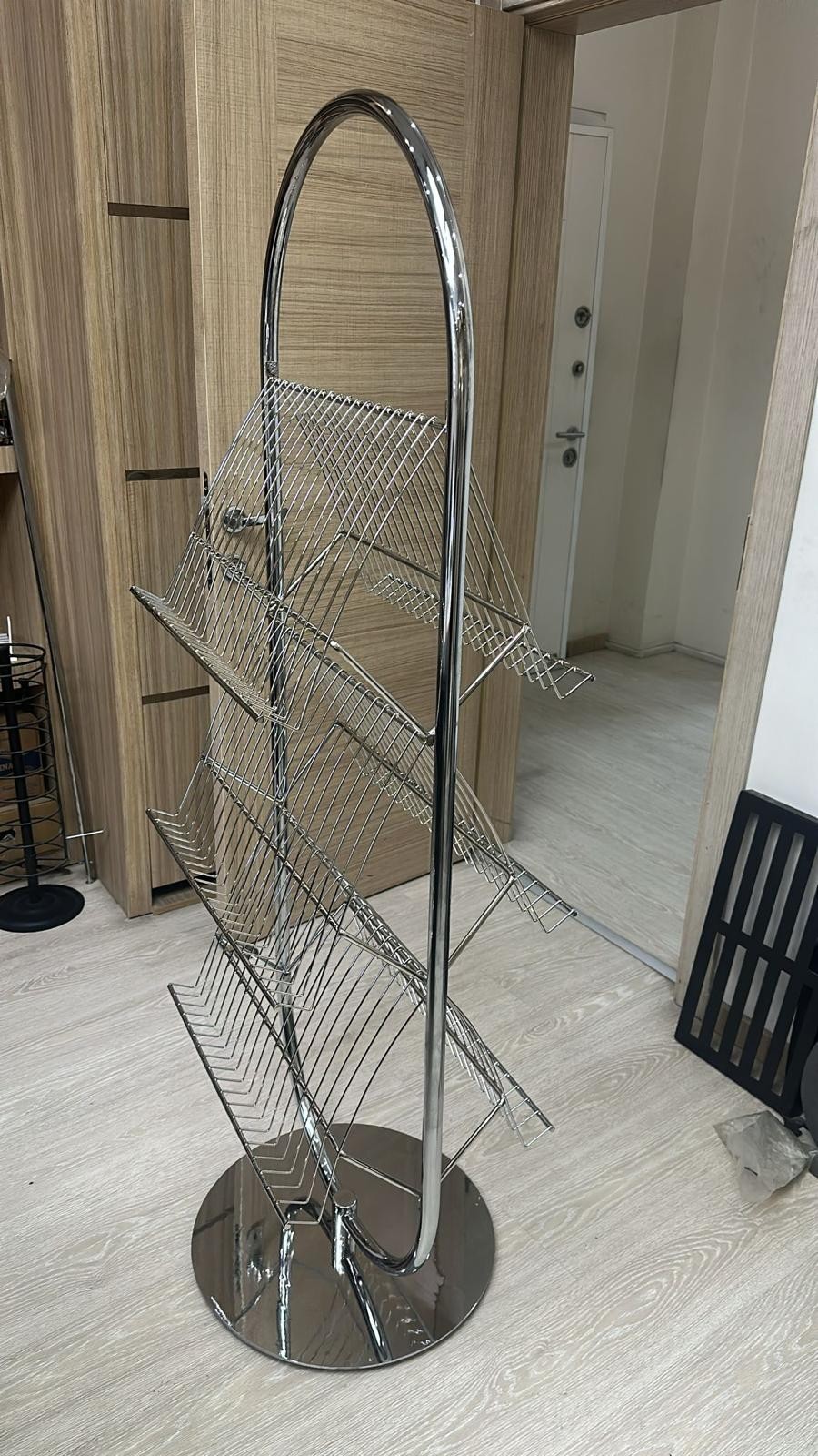 Chrome Magazine Rack Stand | Mid Century Modern Style Metal Rack