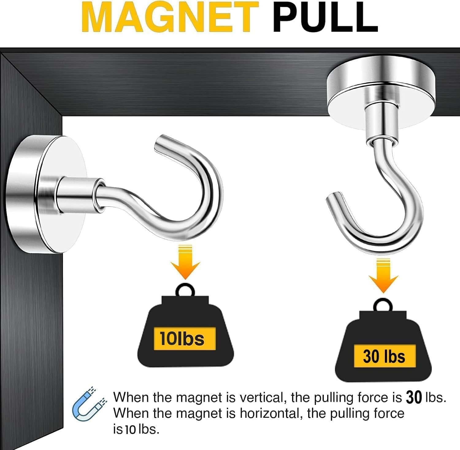 Durable Stainless Steel Magnetic Hooks – 10 Pack 30lbs for Cabinets & Classrooms
