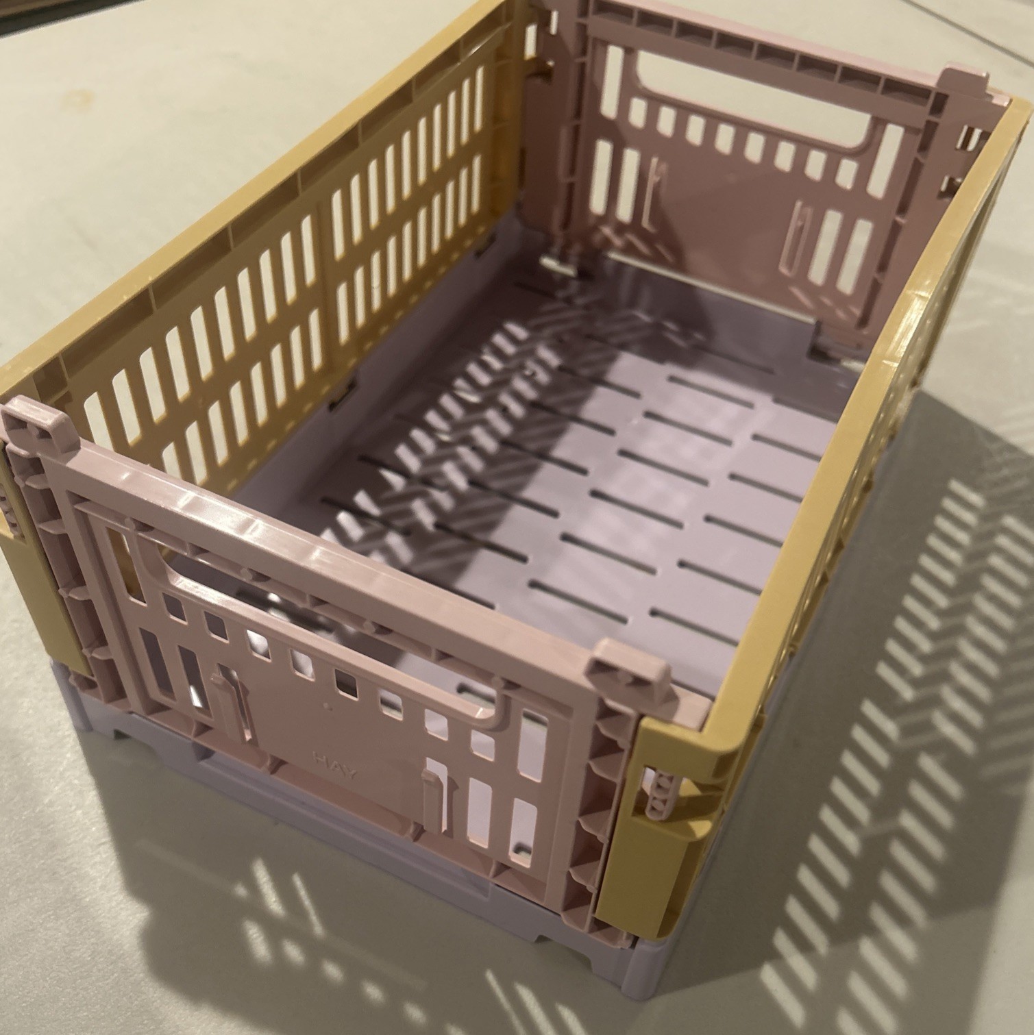 HAY Golden Yellow FOLDING STORAGE CRATE. New SET 6