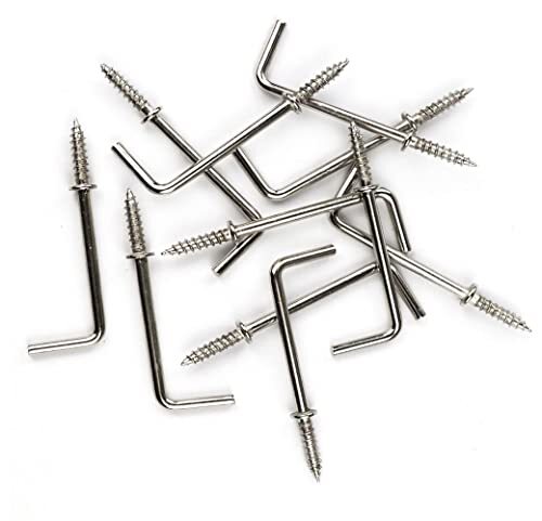 2 Inch 1 Shape Screw Hooks L Shape Hooks 7 Shape Screw in Hooks (20 Pack) Silver