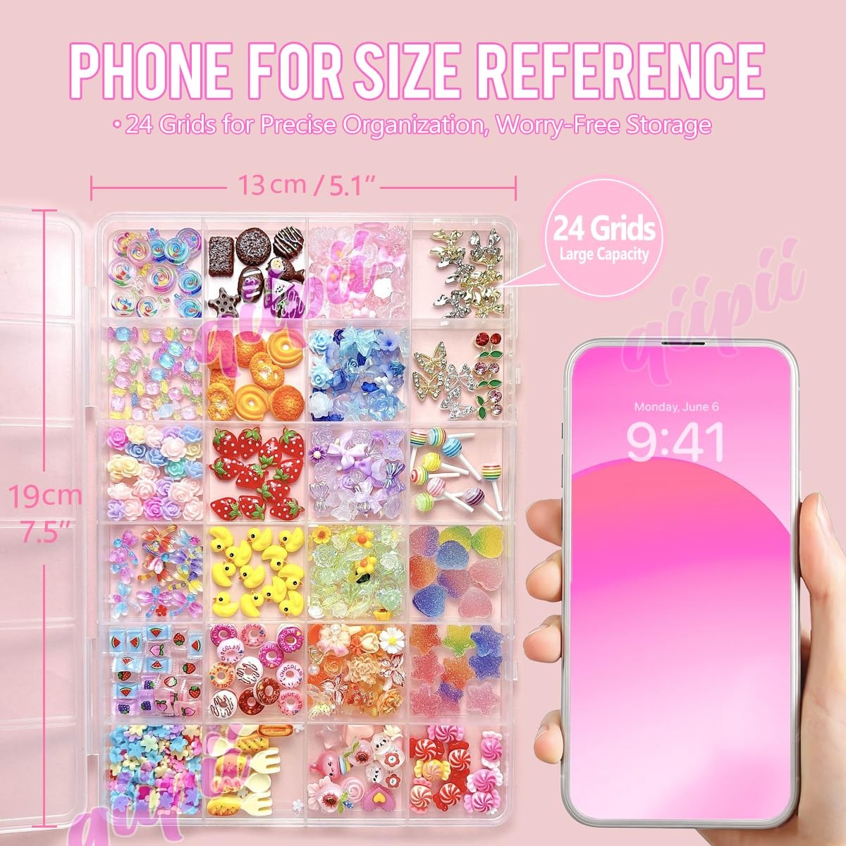 1 Pcs 24 Grids Clear Plastic Organizer Box Storage Container for Crafts Beads