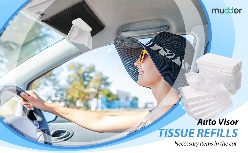 4 Packs Car Tissue Refills, Car Napkin Holder Refill Facial Auto Visor Travel