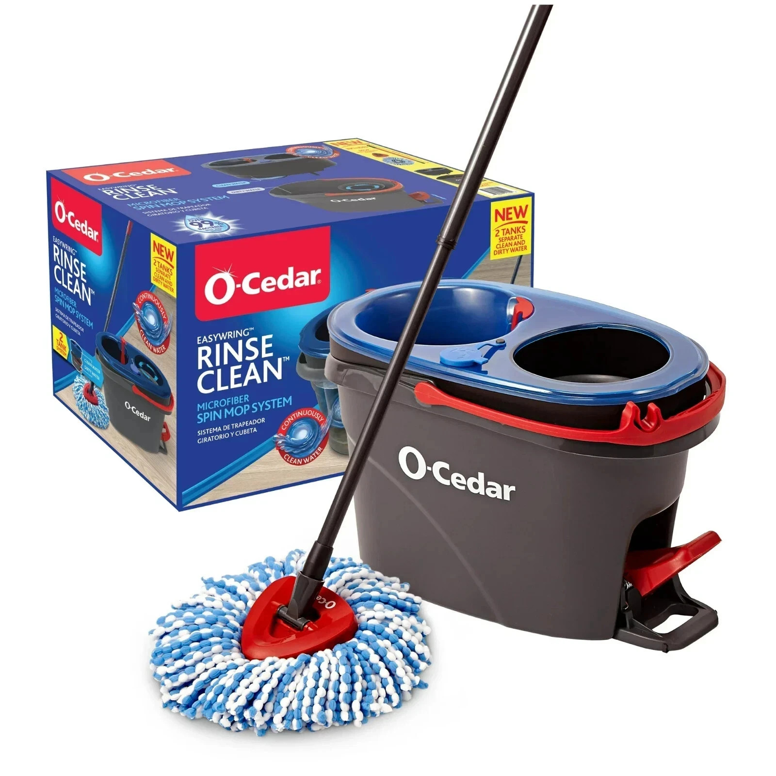 O-Cedar RinseClean Clean Water Spin Mop and Bucket System Clean with Clean Water