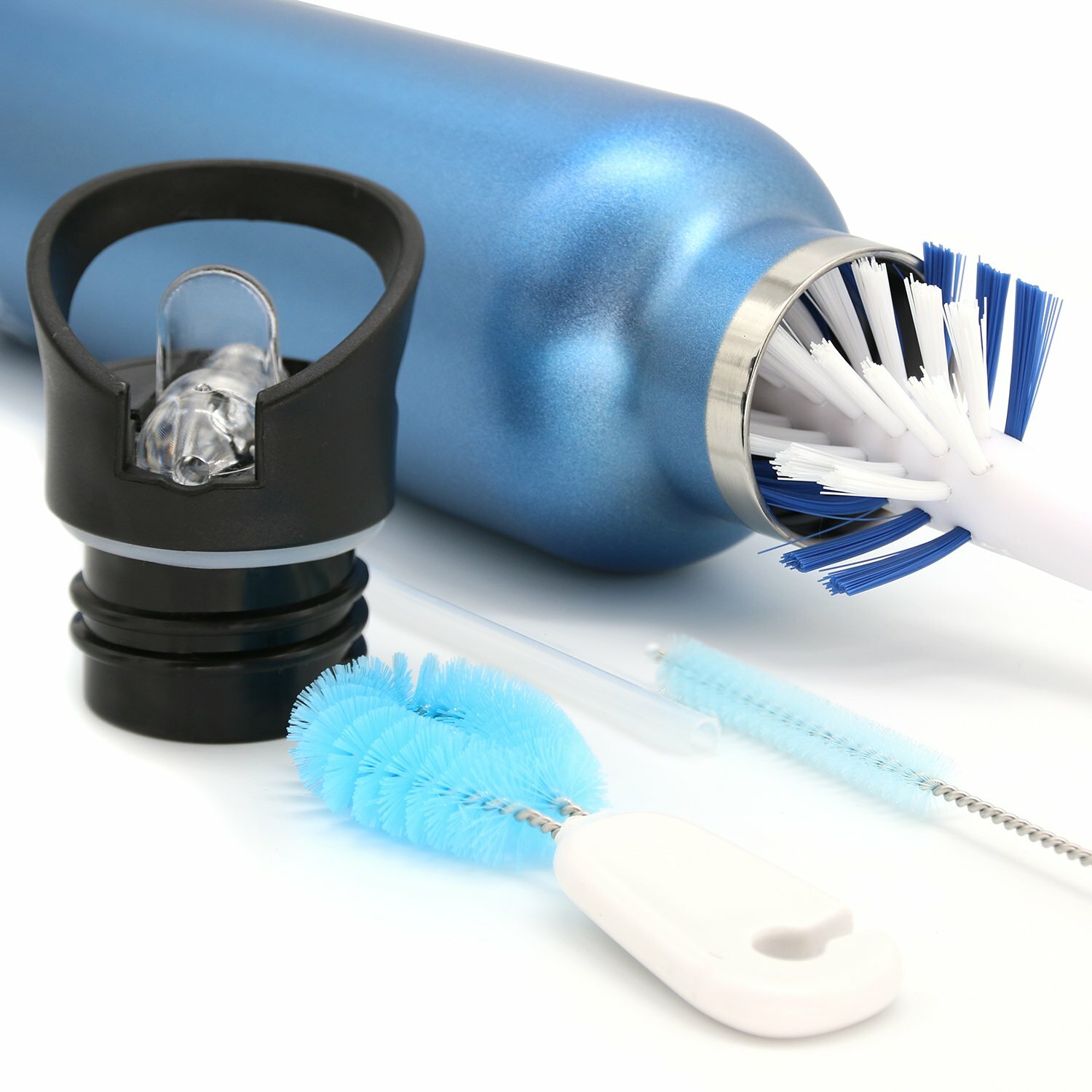 Bottle Cleaning Brush Set Nylon Bristle Long Handled Narrow Versatile Detailed