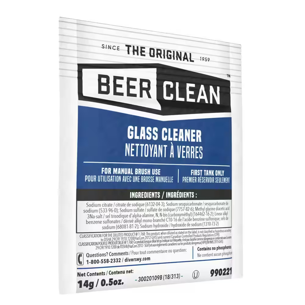 0.5 Oz. Packet, Beer Clean Glass Cleaner, Powder, (100/Carton)