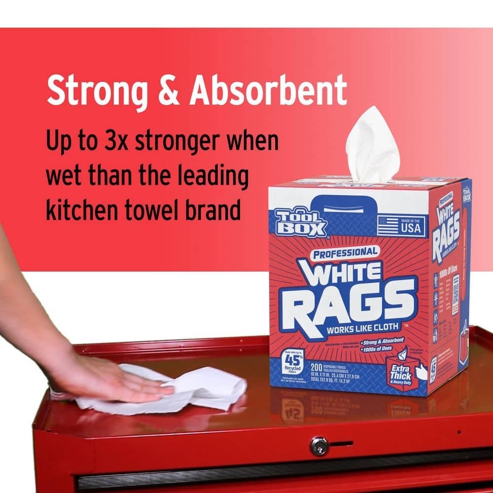 Professional White Disposable Painter’s Rags Natural Fiber 200 Sheets 10×11