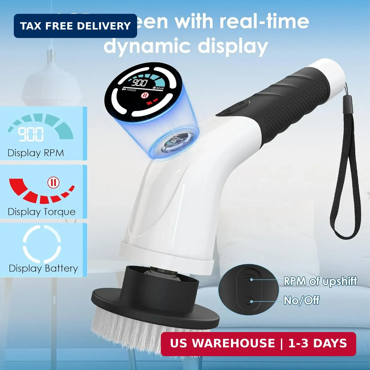 Electric Spin Scrubber, Cordless Cleaning Brush with 180 Min Runtime, 3-Speed, 7