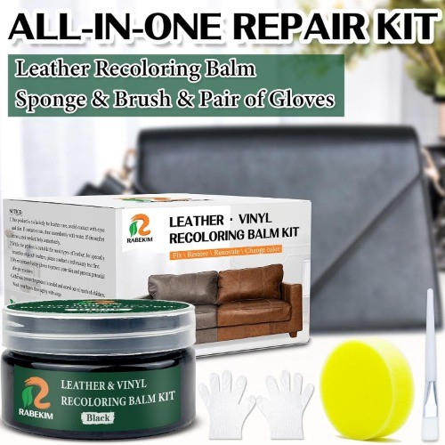 Repair Kit, Recoloring Balm – Restore & Repair Faded Leather on C Color: Black