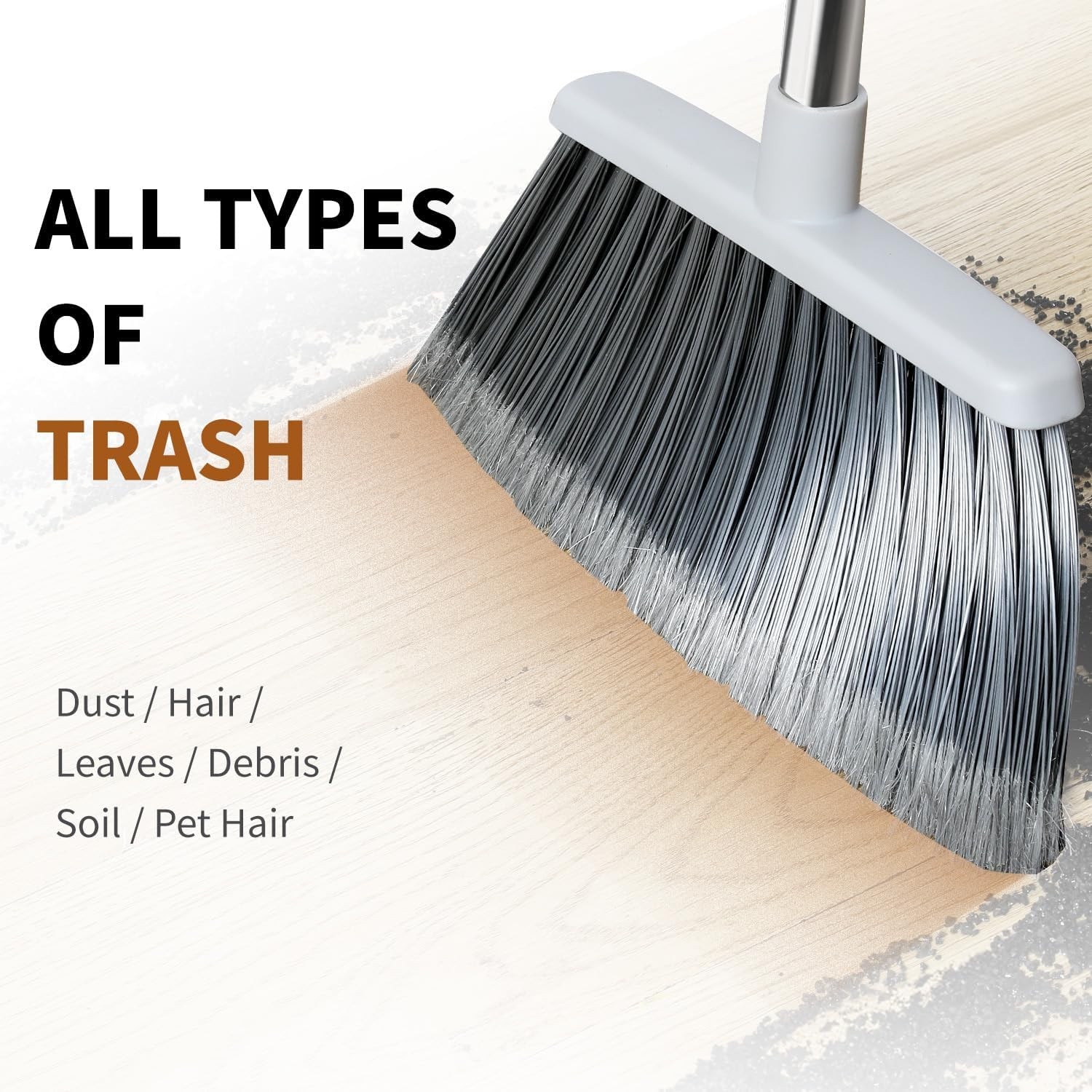 Broom, Outdoor Brooms for Sweeping Indoor, Adjustable 55″ Pet Hair Removal Heavy