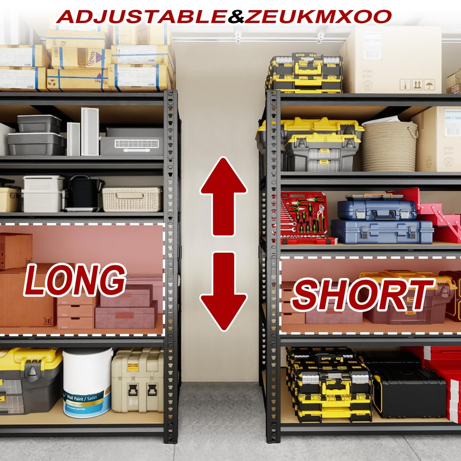 Garage Shelving 5 Tier Adjustable Storage Rack 2400 lbs Heavy Duty Metal Shelves