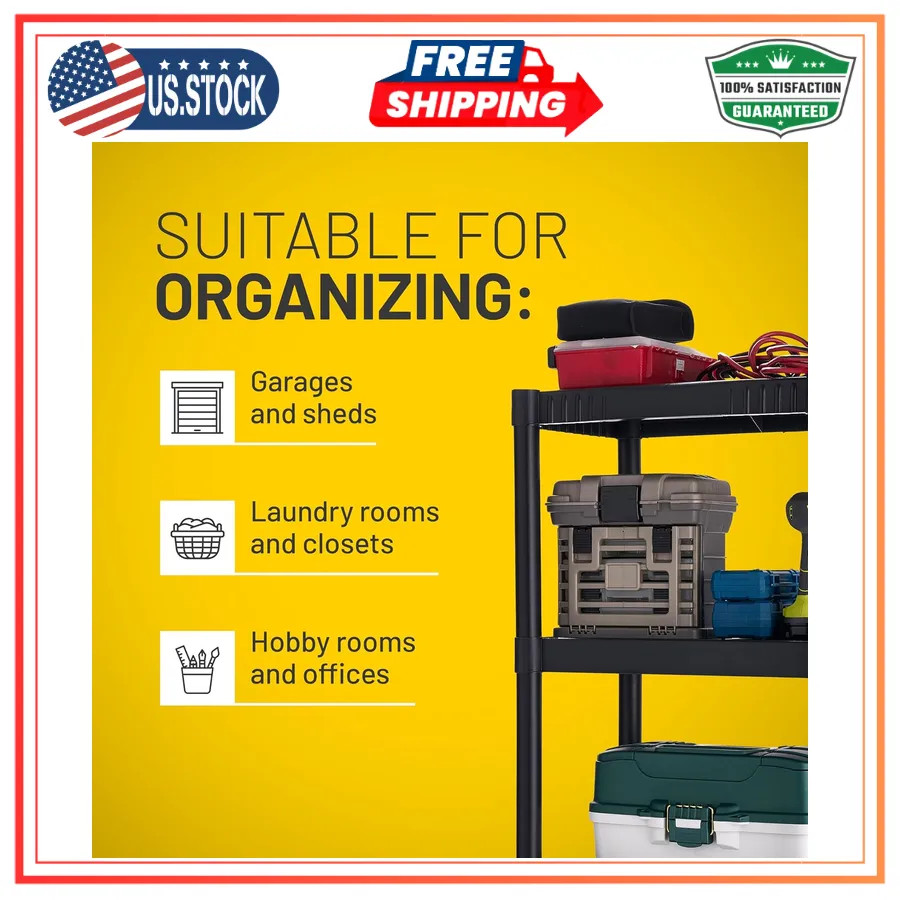 Plano 4-Tier Plastic Storage Shelving Unit 48in x 23in x 14in 200lb Capacity