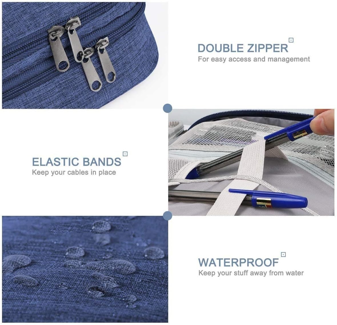 Electronics Organizer Travel Cable Organizer Bag Waterproof Accessories Case