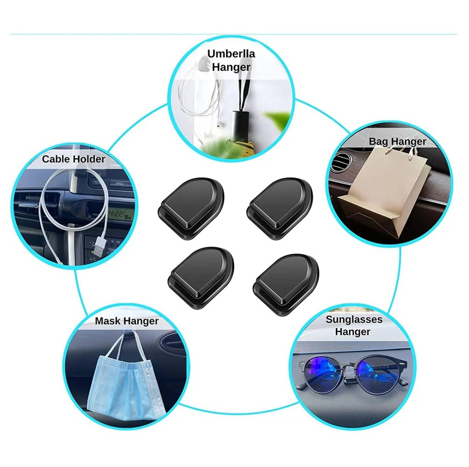 10pcs Mini Car Hooks Self-Adhesive Storage Holder for USB Cable Key, Accessories