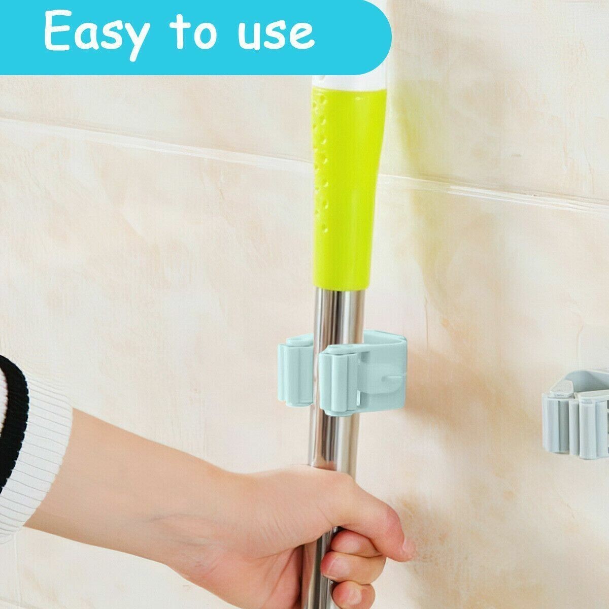 4Pcs Wall Mount Mop Holder Broom Holder and Garden Tool Garage Organizer Mop