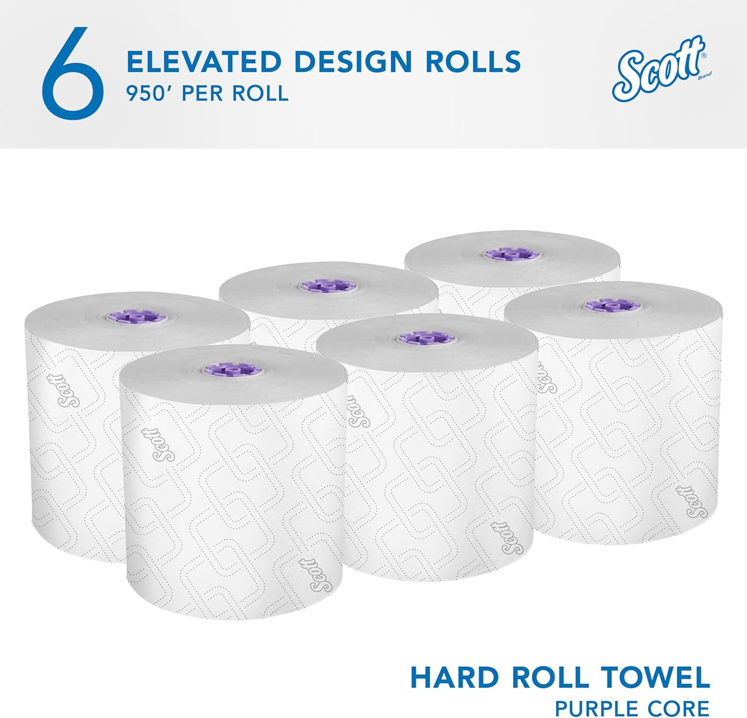 High-Capacity Hard Roll Paper Towels, Bulk (02001), Hardwound, Elevated Design,