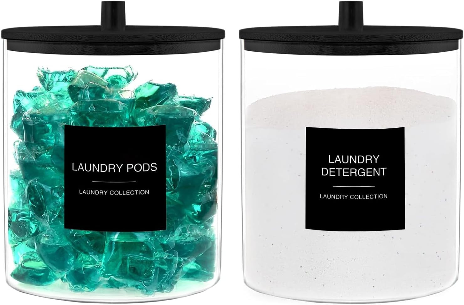 Glass Jars for Laundry Room Organization, Laundry Pods Container with 27 Labels,