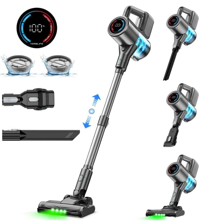 Aspiradora inalámbrica 500W 40kPa 40 min LED 6 filtros para hogar y mascotas
