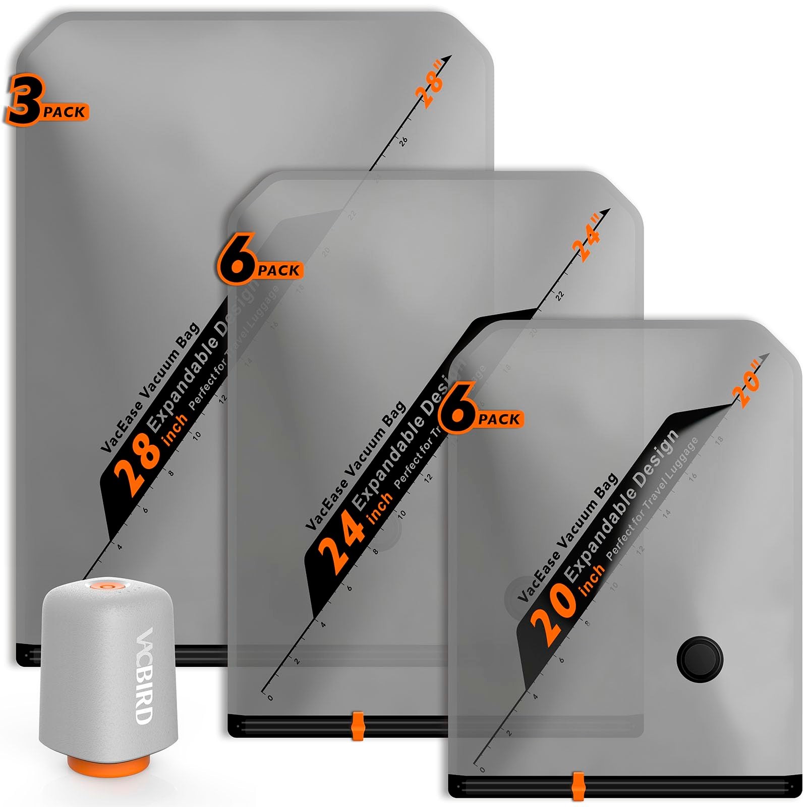 Rechargeable Wireless Vacuum Pump & Space Saver Bags Set – 15 Combo for Travel &
