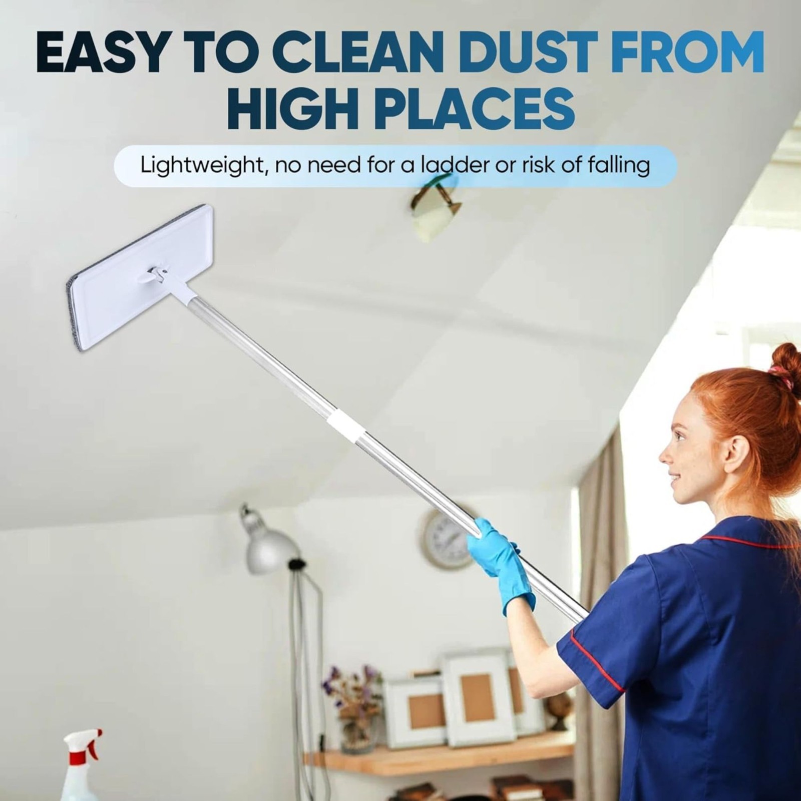 Flat Mop and Bucket with Wringer Set Hands-Free Floor Cleaning 2pcs Mop Pads
