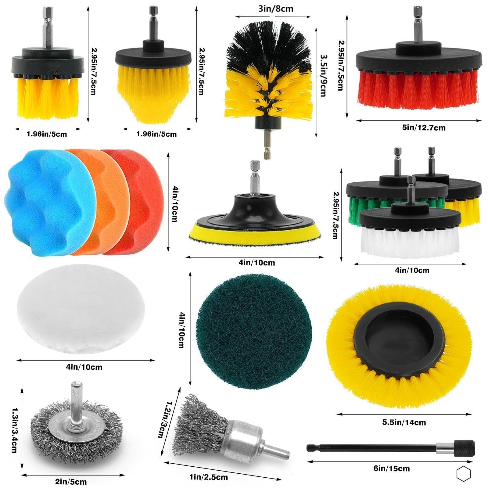 30PCS Drill Brush Attachment Set Power Scrubber Kit for Bathroom Car Floor